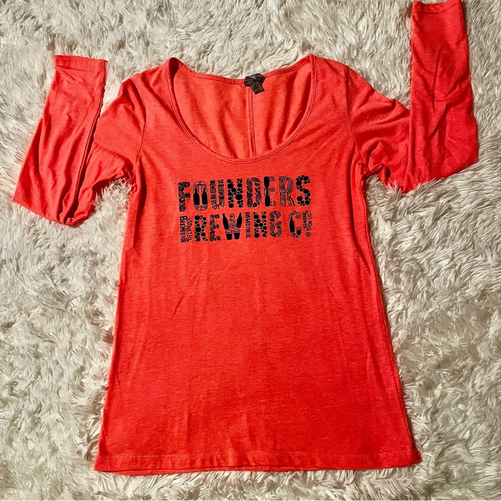 Founders Brewery Long Sleeve Coral Women's T Shirt Medium